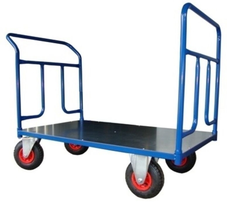 Wózek platformowy ręczny dwuburtowy (koła: pneumatyczne 225 mm, nośność: 250 kg, wymiary: 1200x700 mm) 13340617